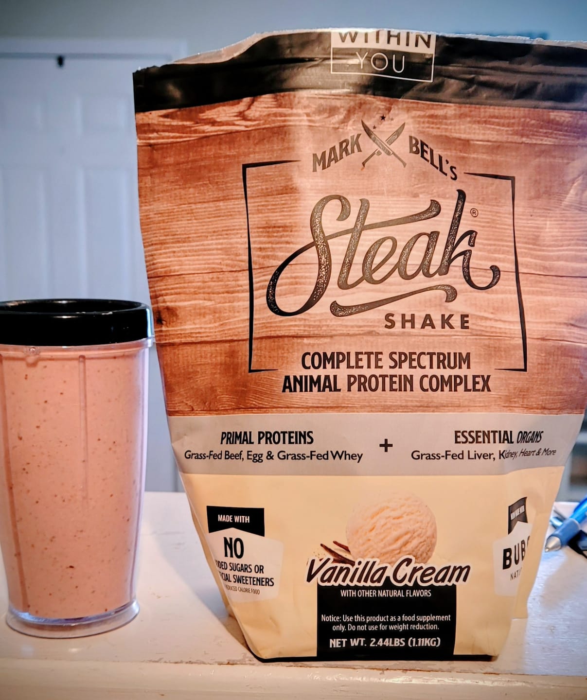 Customer photo review of Mark Bell's Steak Shake® - Complete Spectrum Animal Protein Powder Complex