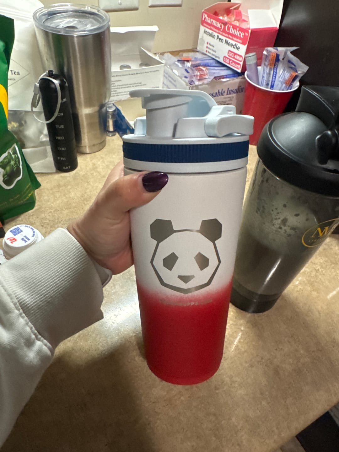Customer photo review of 26 oz Stainless Steel Insulated Ice Shaker - Panda Logo