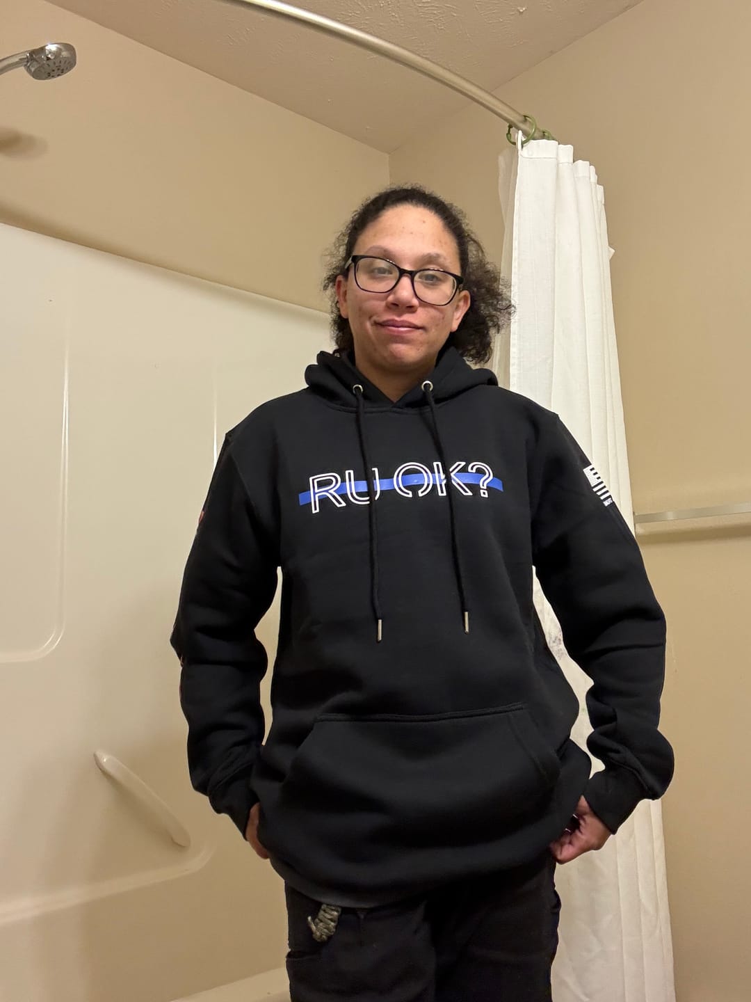Customer photo review of Stigma-Breaking Hoodie- Blue Line