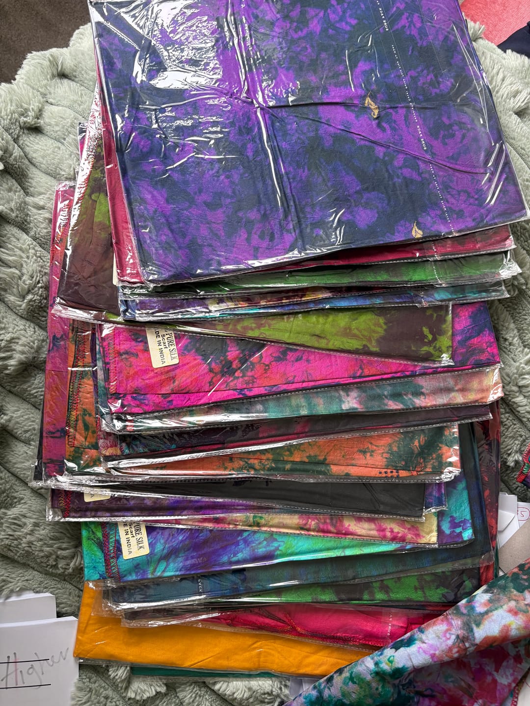 Customer photo review of Pure Silk Scarves Bargain Bundle (20 scarves)