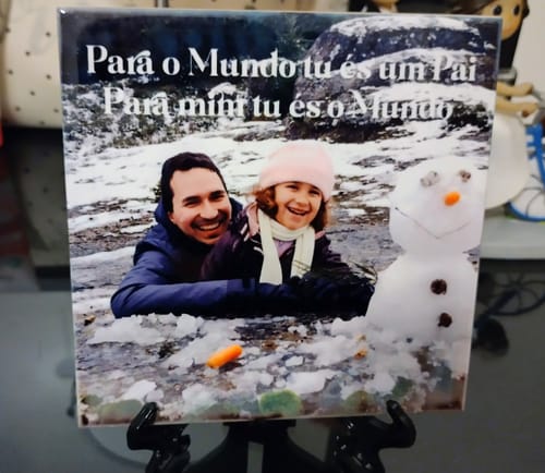 Customer photo review of Azulejo c/ Foto & Texto Personalizado