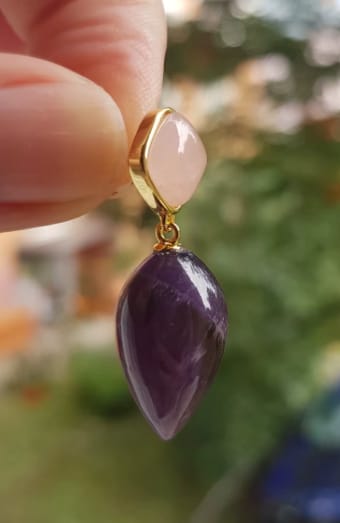 Customer photo review of Classy Boho-styled Amethyst Earrings