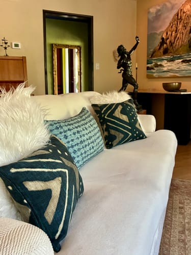 Customer photo review of Serai Bouclé Sky Pillow Cover