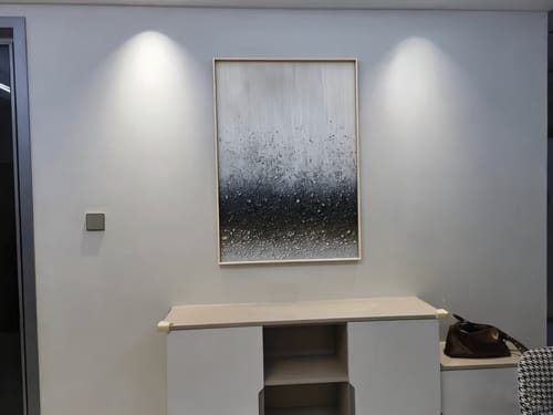 Customer photo review of Whispering Rain – Hand-Painted 3D Textured Abstract Oil Painting on Canvas