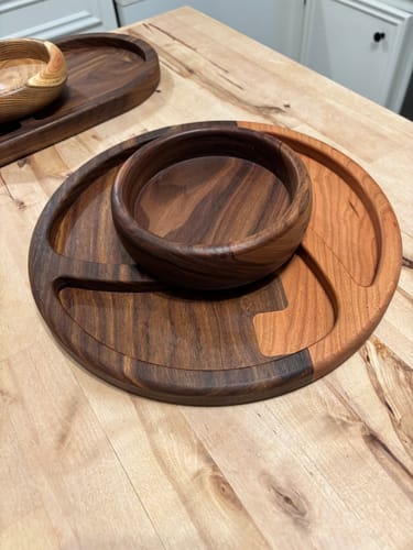 Customer photo review of Three Pocket Round Swirl Tray Acrylic Router Template