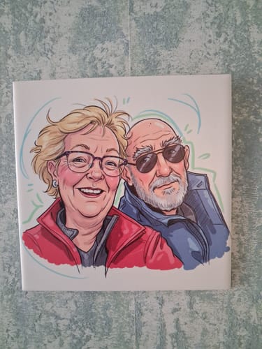 Customer photo review of Jouw Foto in Karikatuur Stijl - Gepersonaliseerde Tegel