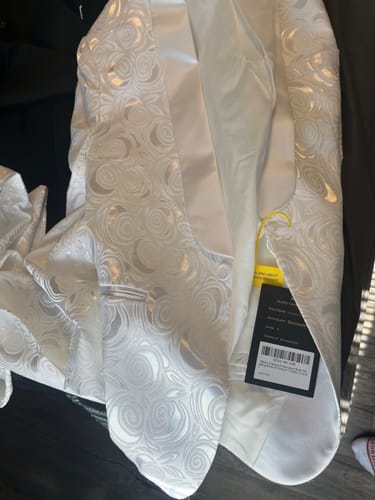 Customer photo review of Men's 3-Piece Black Rose Embroidery Shawl Lapel Wedding Suit