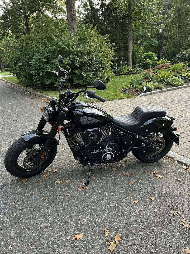 Customer photo review of Iron Born Diamond Stitch Indian Chief Bobber 2-Up Seat Black