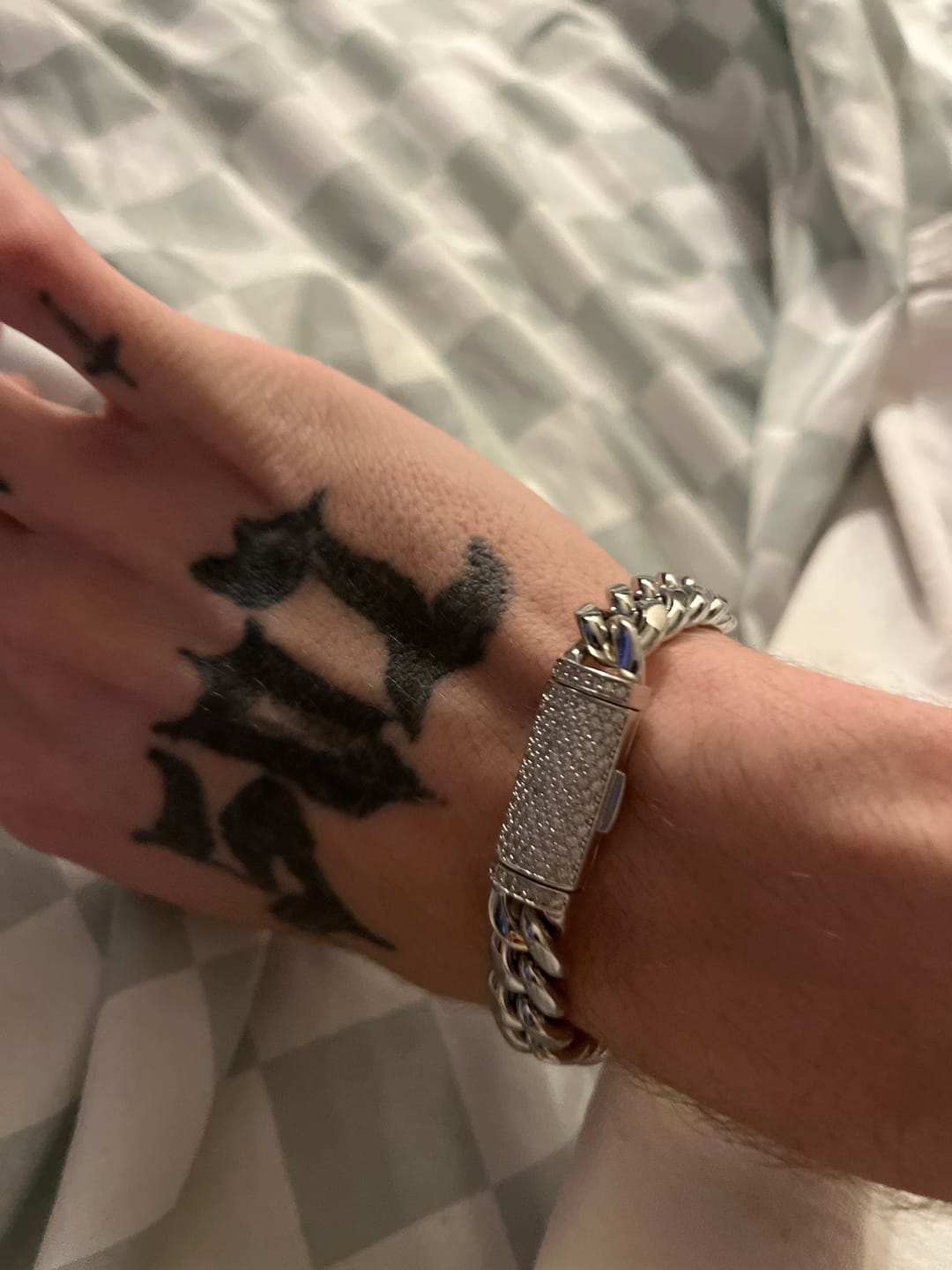 Customer photo review of VVS Moissanite Miami Cuban Bracelet Steel / .925 Silver