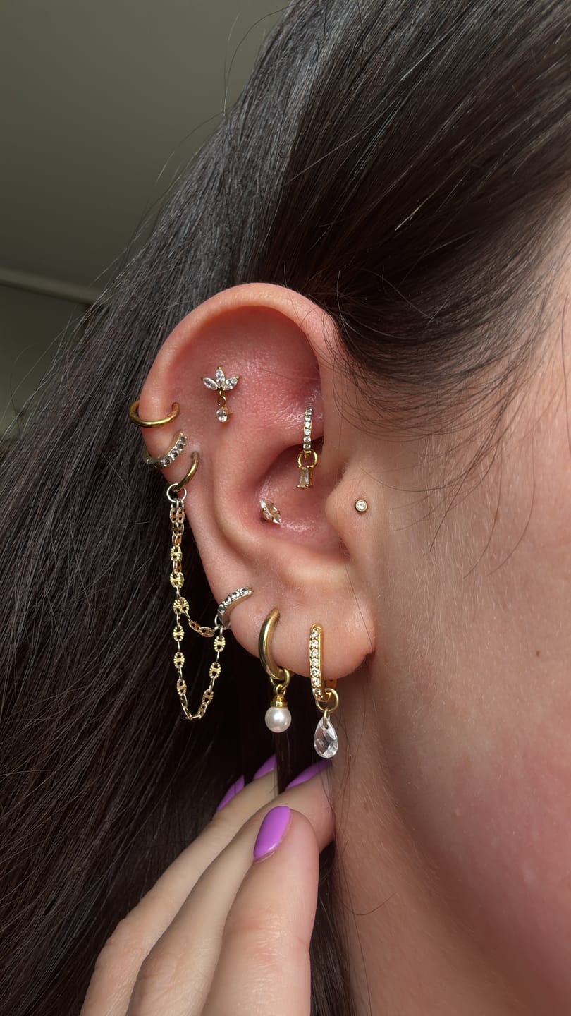 Customer photo review of LANI Droplet Threadless Cartilage Stud