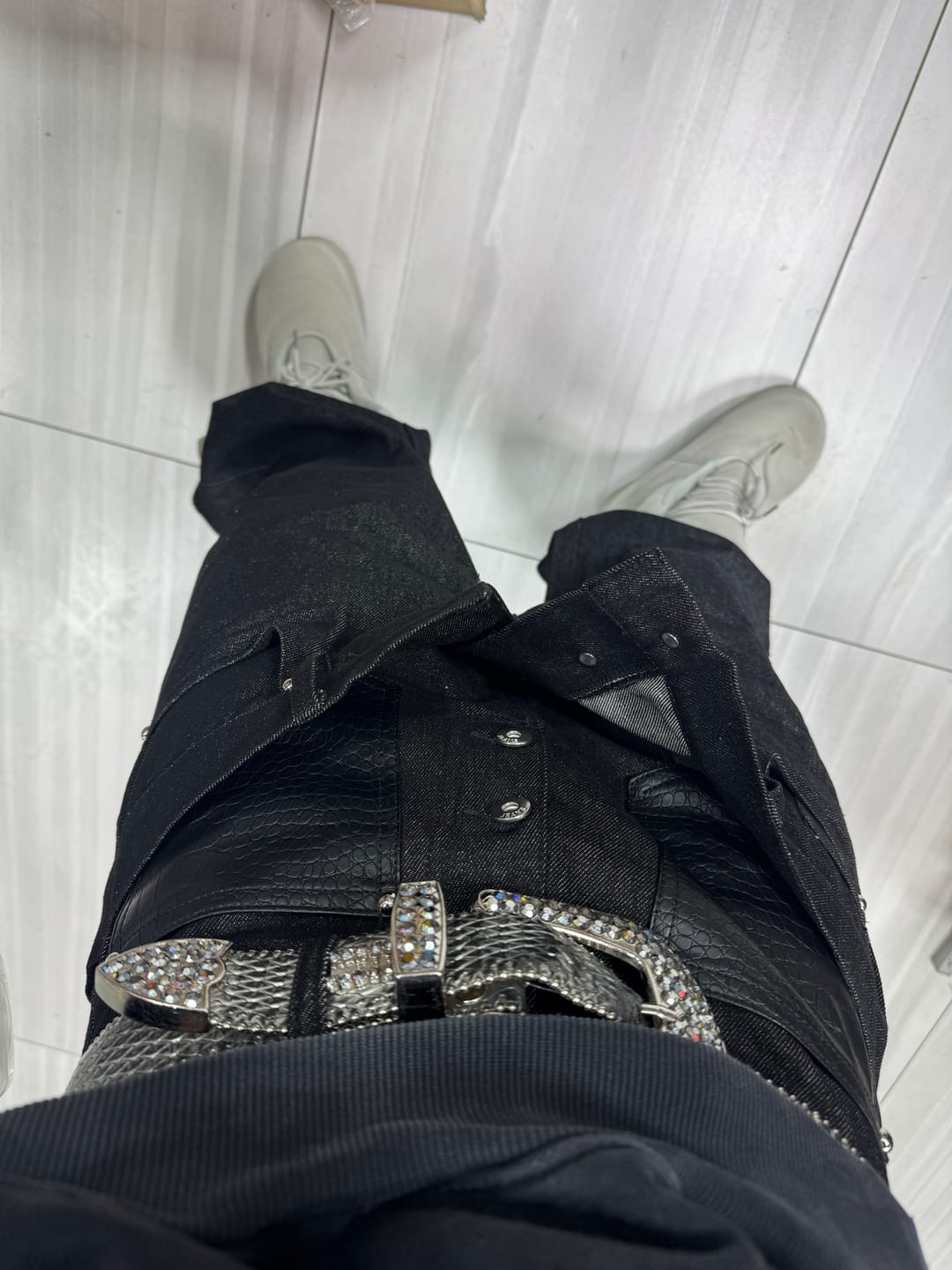Customer photo review of Omirad Wide Leg Button Fly Denim Pants