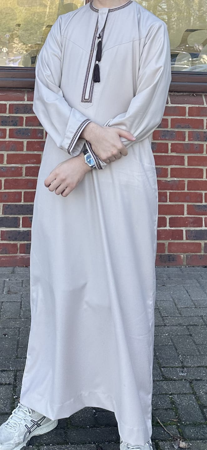 Customer photo review of Luxury Beige & Brown Omani Thobe