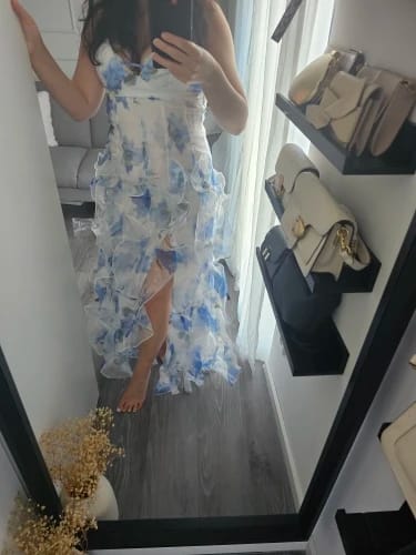 Customer photo review of Ruffa Ruffled Floral Maxi Dress