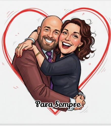 Customer photo review of Vrolijke Karikatuur Hart Tegel – Jouw Foto als Expressieve Karikatuur