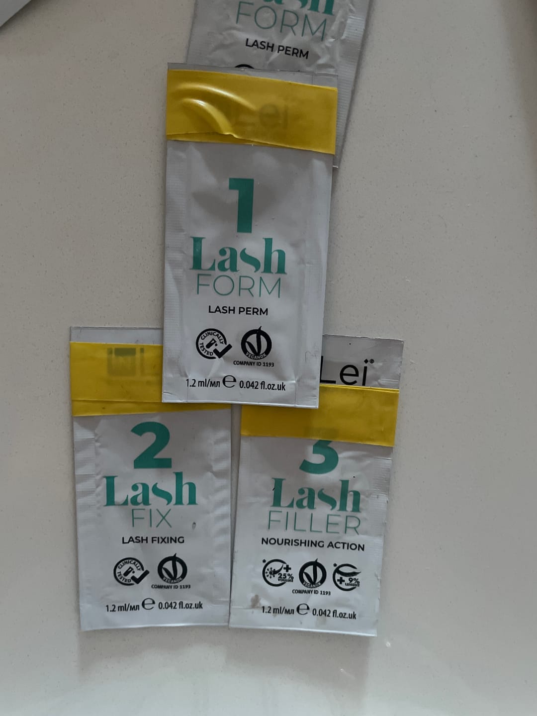 Customer photo review of Kit MINI 3 lociones "Inlei® lash lifting y filler" sobres de 1,2ml (proporciona hasta 5-7 servicios)