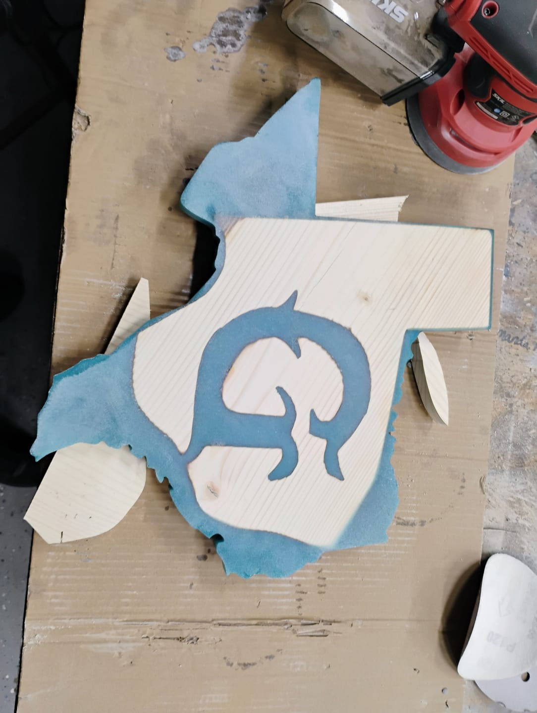 Customer photo review of 16x15" State Of Texas + Star Inlay Acrylic Router Template