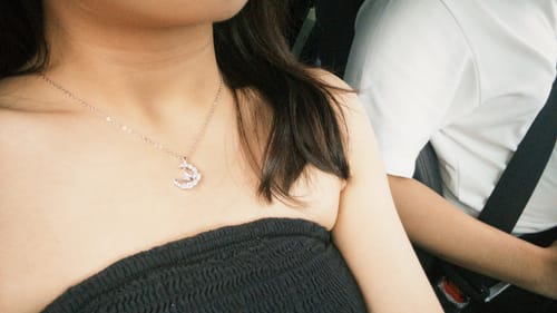 Customer photo review of Luna Crescent Necklace