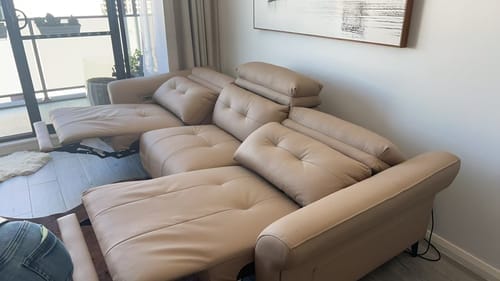 Customer photo review of Luxe 3 Seat Dual Electric Reclining Sofa with Adjustable Headrest - Leather