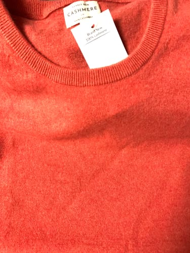 Customer photo review of Brand New Watermelon Orange Cashmere Crew Neck T-Shirt Large UK 16-18