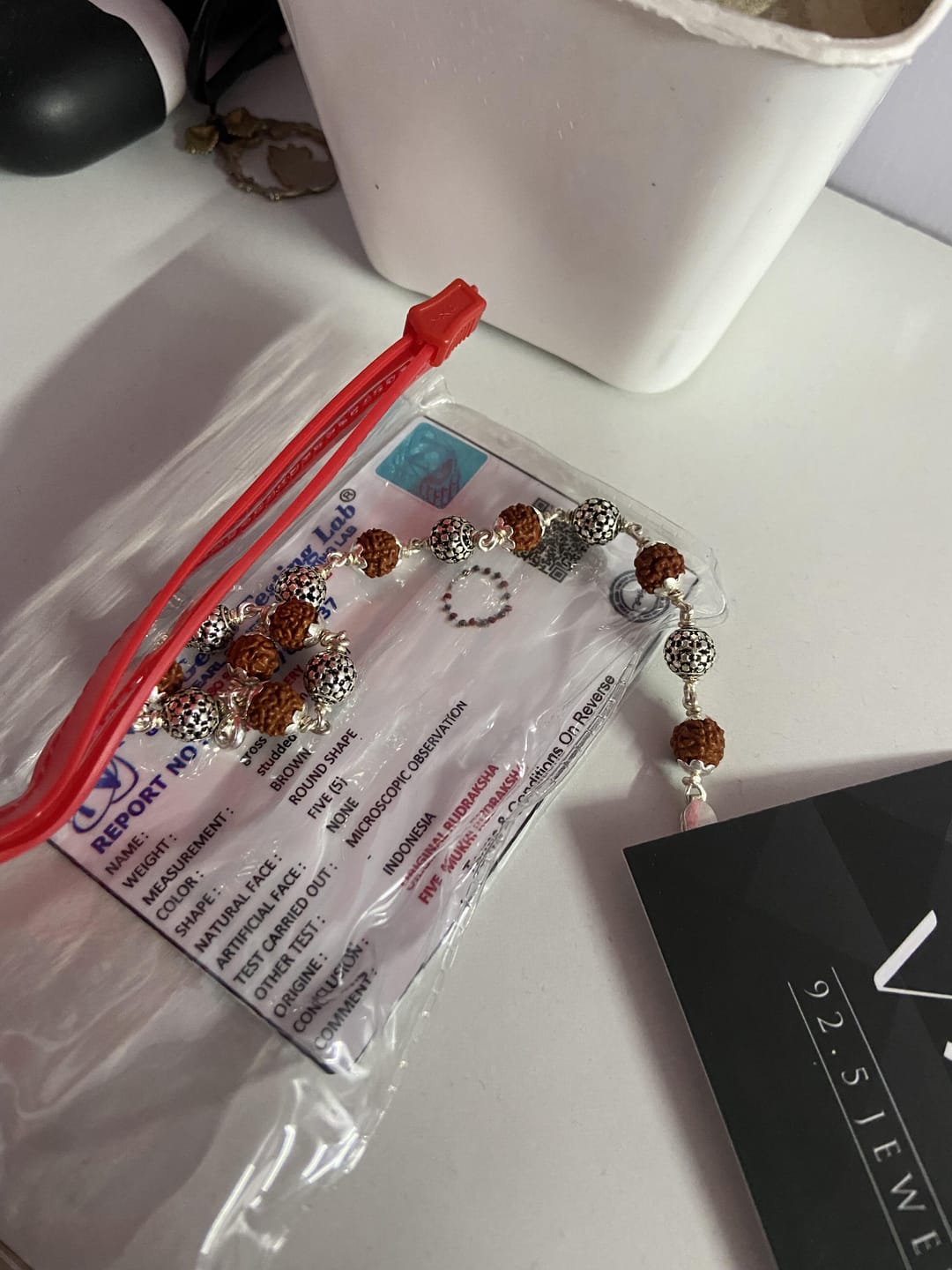 Customer photo review of Silver Patterned Rudraksha Bracelet