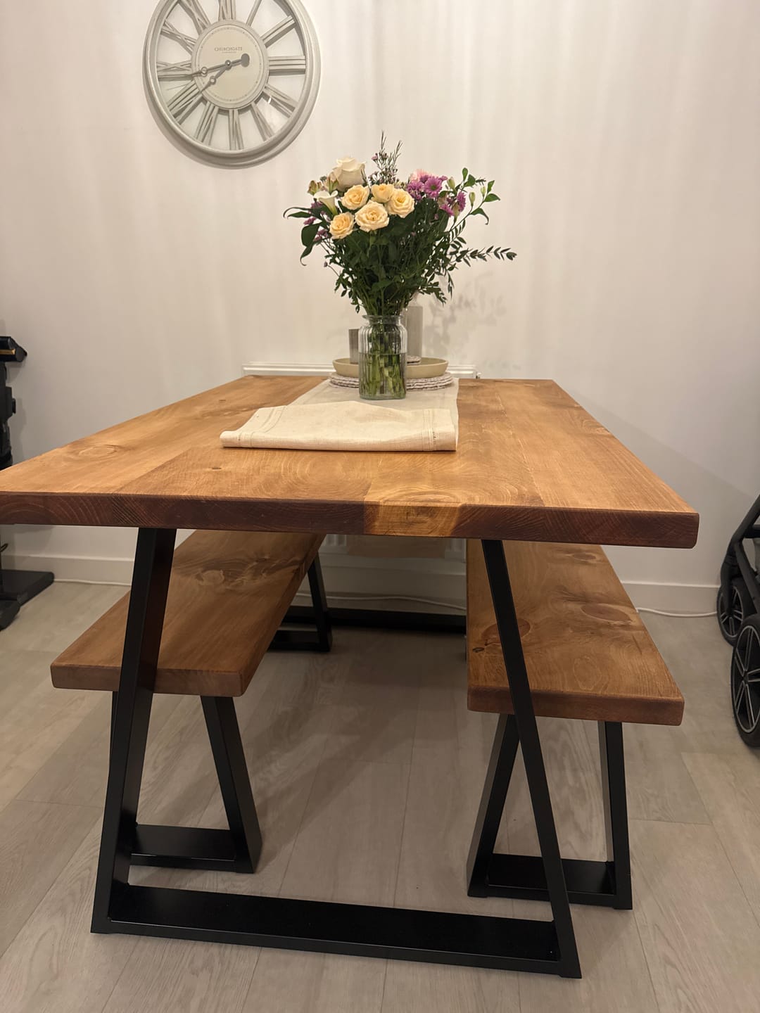Customer photo review of Industrial Dining Table with Trapezium Leg