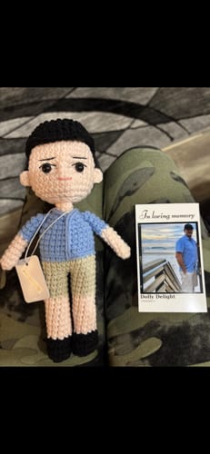 Customer photo review of Dolly® Personalized Crochet Doll with Photo Card