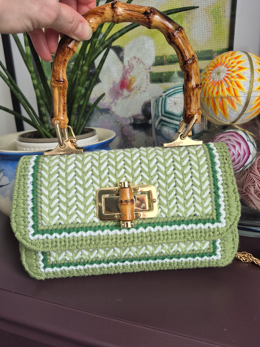 Customer photo review of CrochetPark™ Linden Whisper Clutch Cross Stitch DIY kit