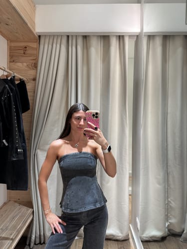 Customer photo review of Top Strapless Strass Black