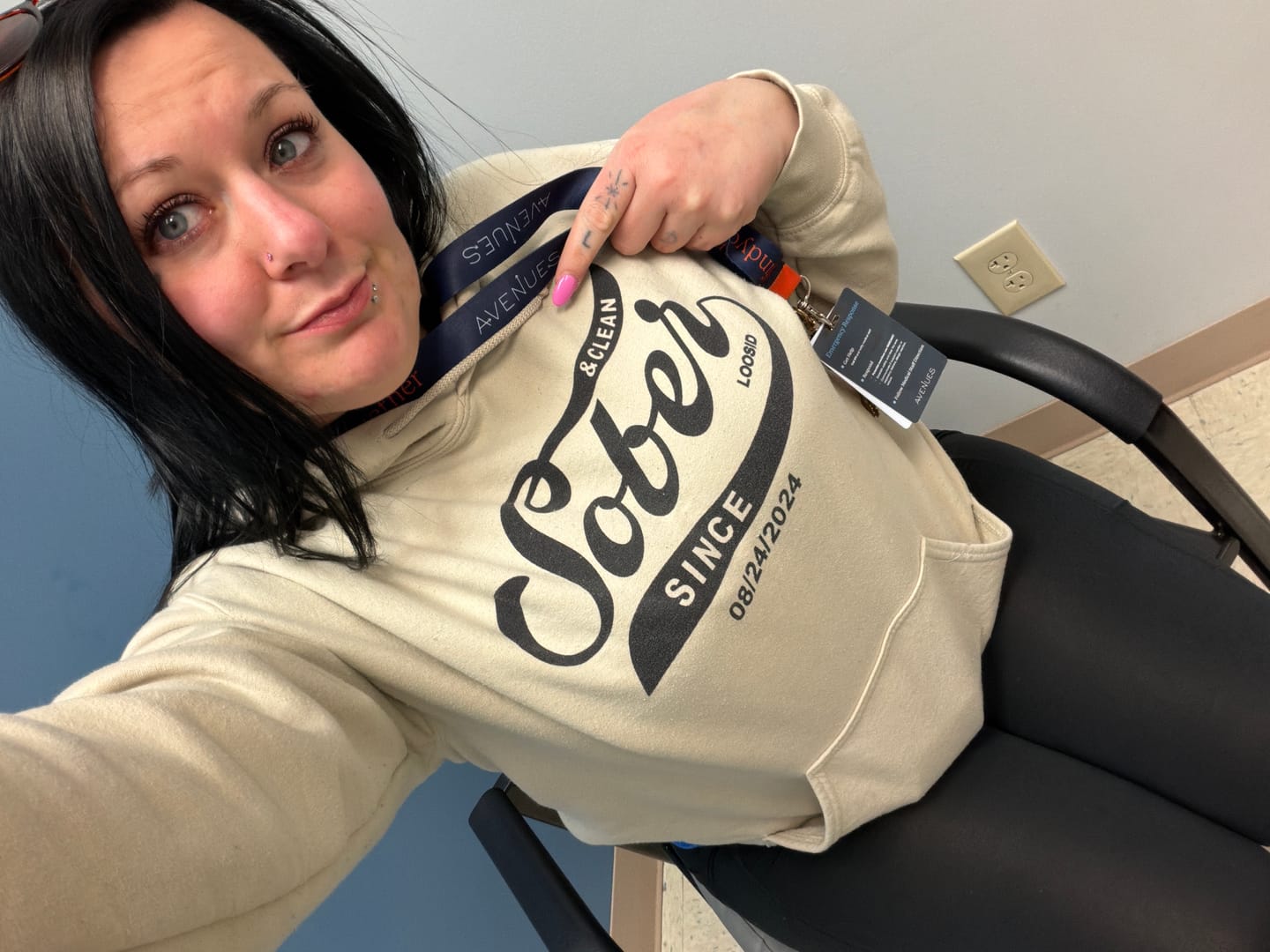 Customer photo review of Recovery Hoodie | Sober Since Men's Hoodie with Custom Sobriety Date