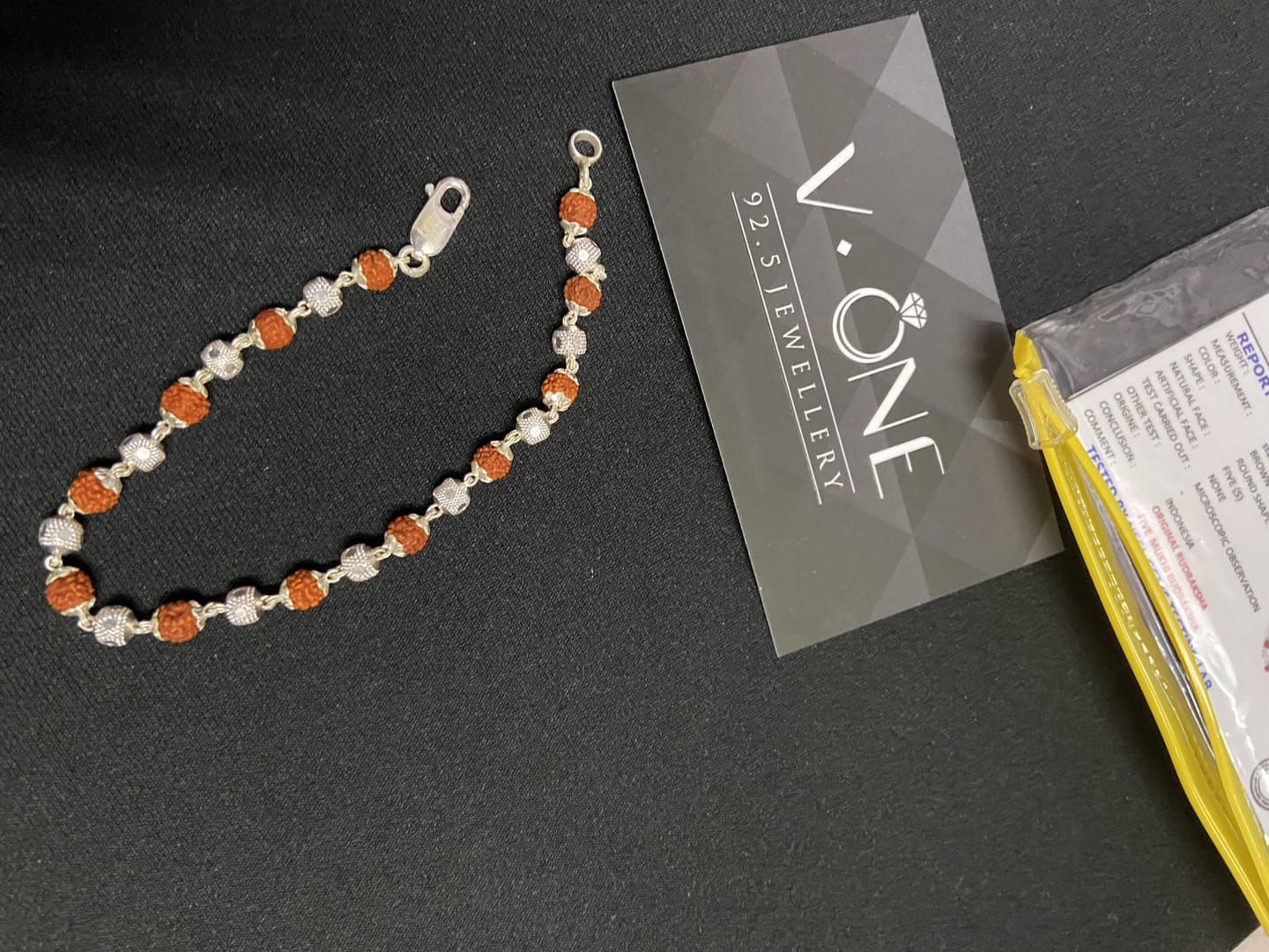 Customer photo review of Silver Moti Rudraksha Bracelet