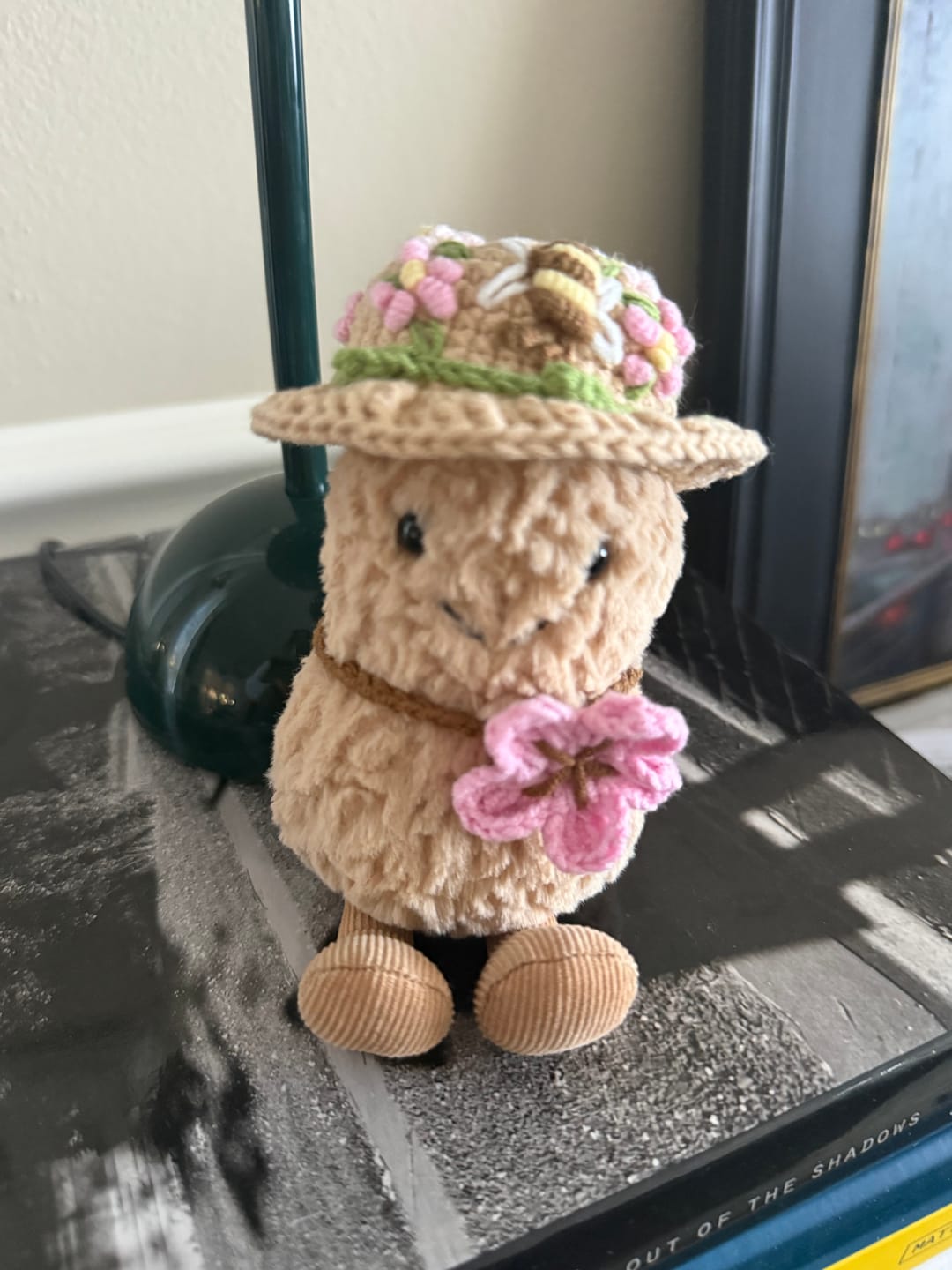 Customer photo review of Crochet Floral Hat & Pink Flower Accessory for Jellycat Amuseable Peanut