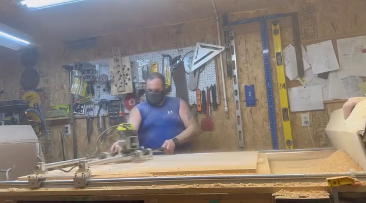 Customer photo review of 48" Cross Bars For Router Sled (Pair-Set Of 2)