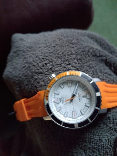 Customer photo review of MYRIA ORANGE SILICONE STRAP - BLACK BUCKLE