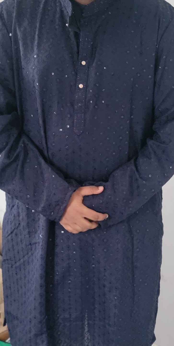 Customer photo review of Navy Blue Sequin kurta