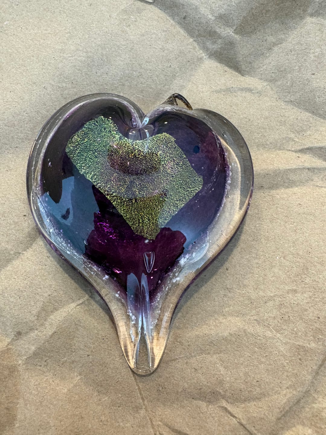 Customer photo review of Birthstone Cremation Glass Heart Suncatcher