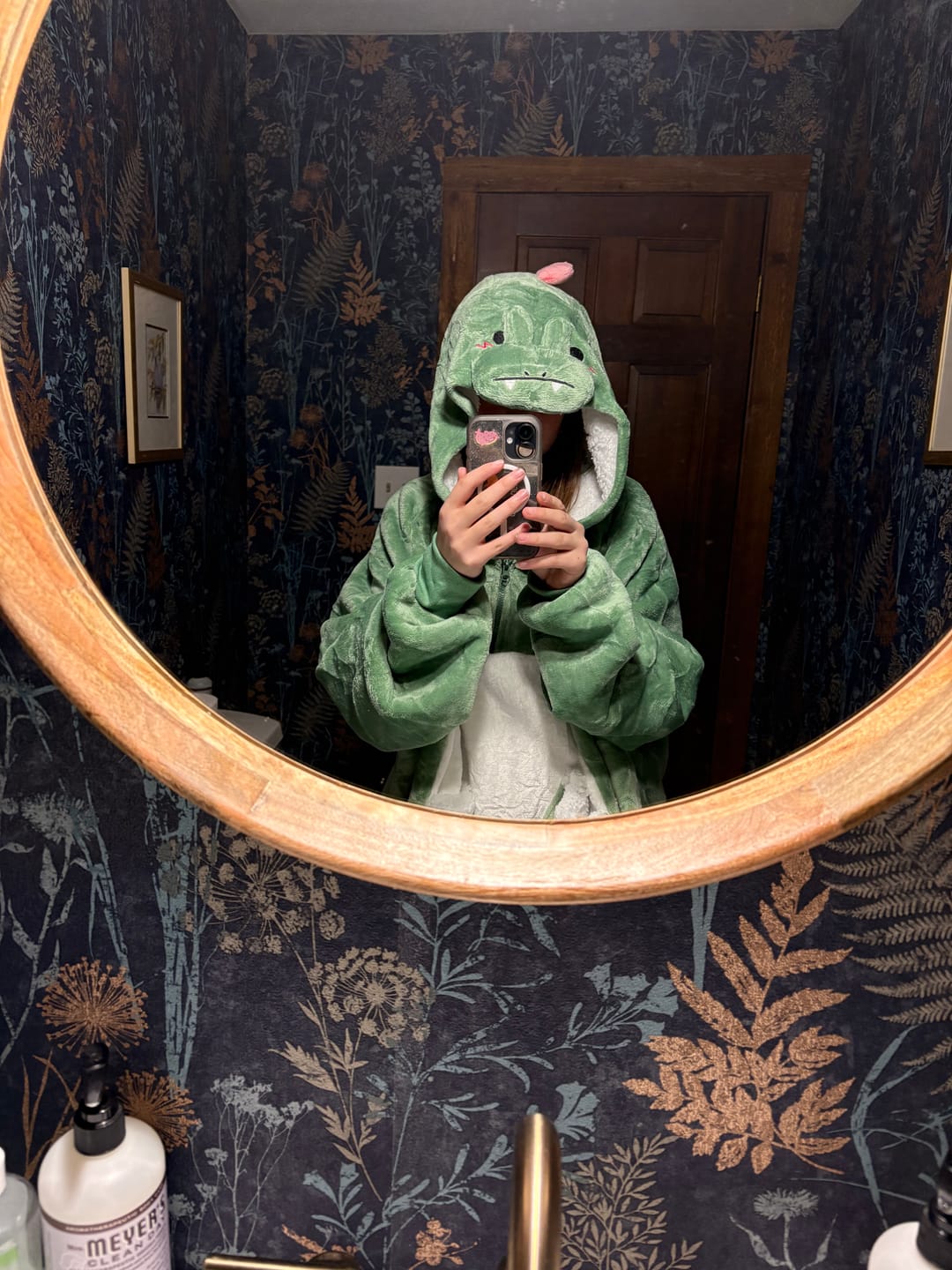 Customer photo review of OLAOLA Dinosaur Wearable Blanket Hoodie Animals Onesie Oversized Soft Homewear With Giant Pocket For Adult