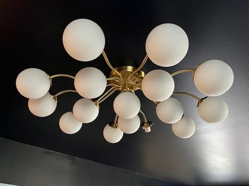 Customer photo review of Bloom Brass Frosted Glass Bubble Semi Flush Chandelier