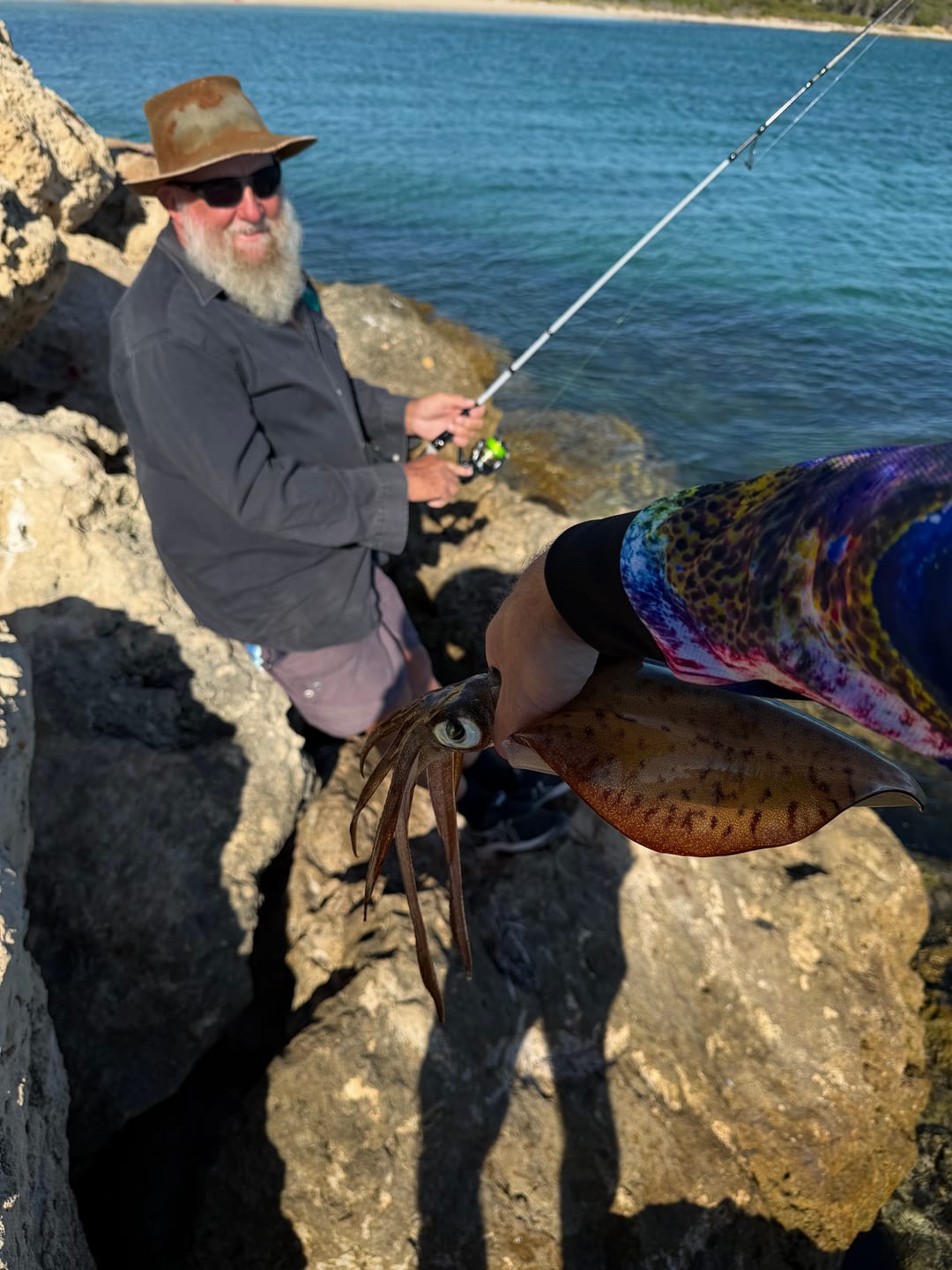 Customer photo review of Super UV Bright Neon Orange Yellow Squid Jigs