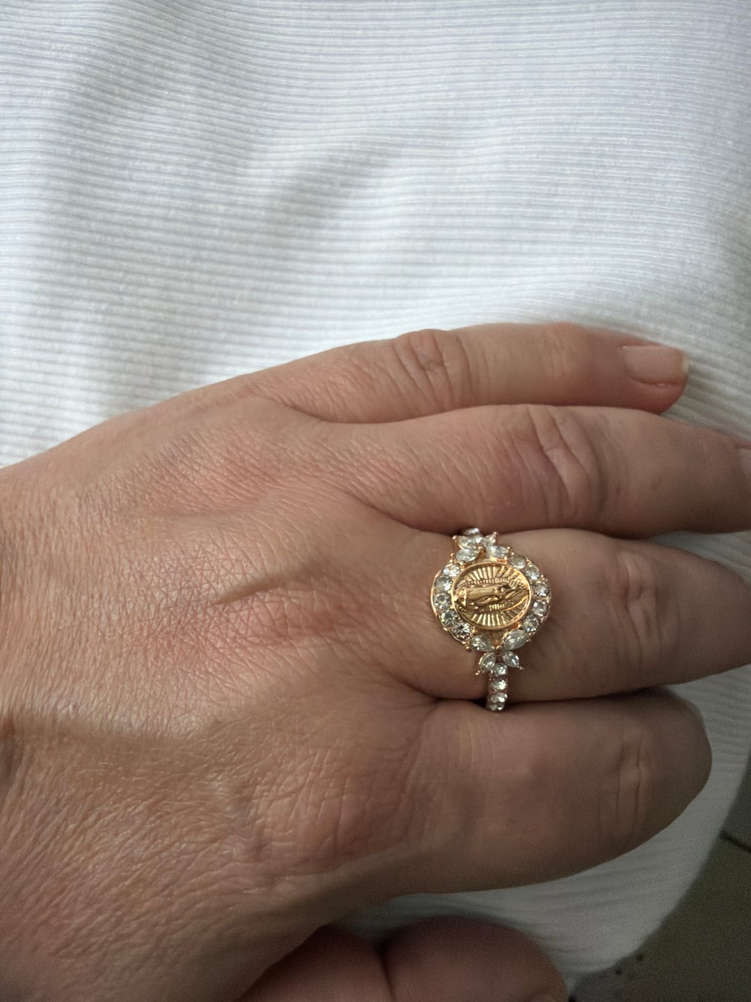 Customer photo review of FREE Today: Elegant Virgin Mary Emblem Ring: Sacred Detail for Daily Devotion