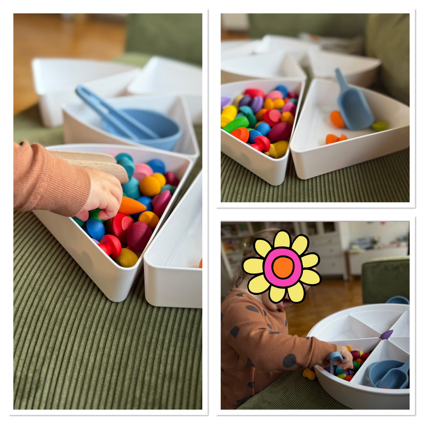 Customer photo review of Sensorik Spieltablett (43cm, 6 Fächer, Deckel)