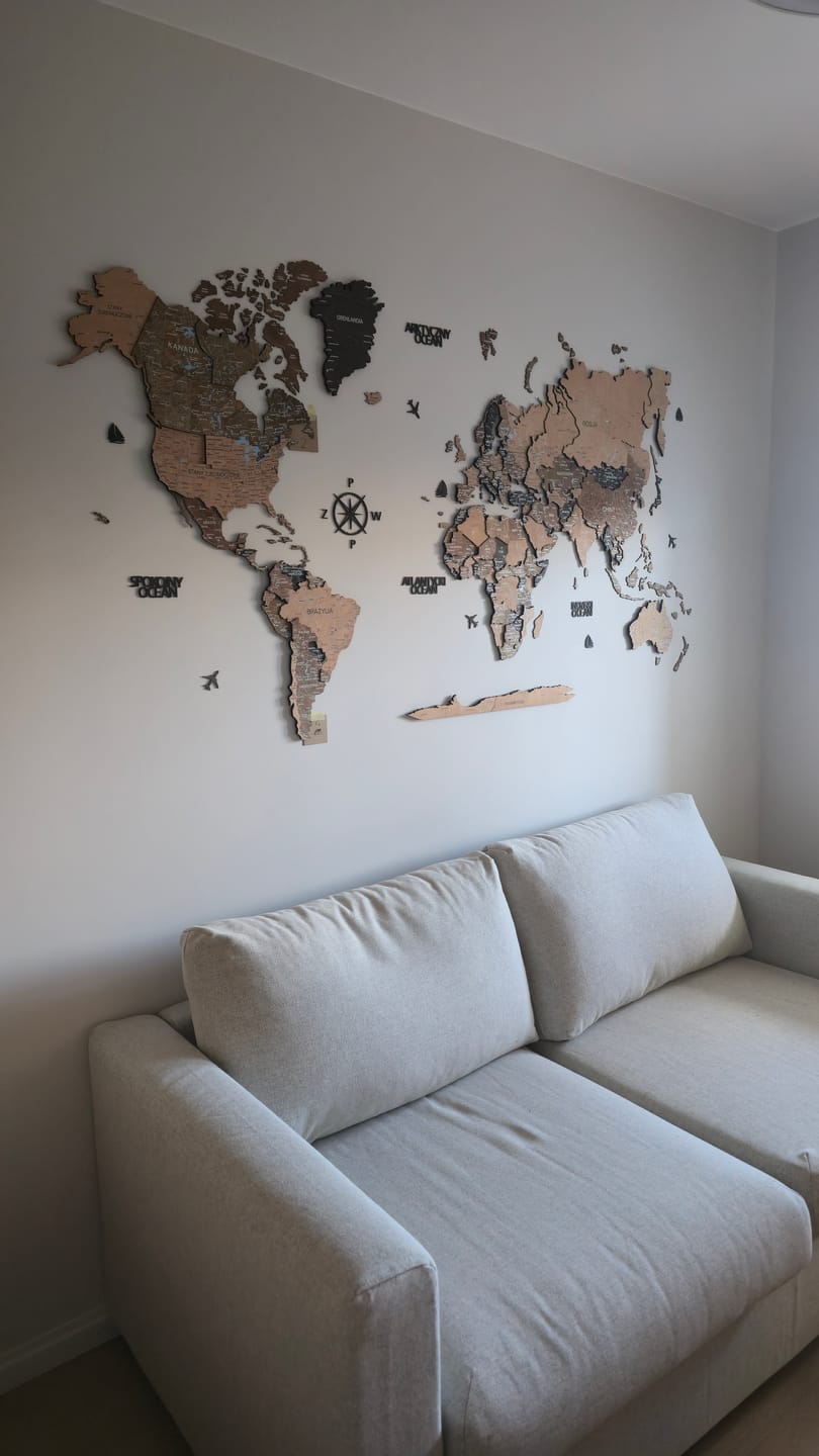 Customer photo review of Drewniana Mapa Świata 3D “Wood”