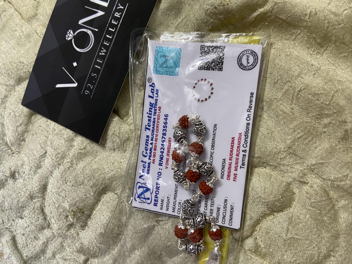Customer photo review of Silver Om Rudraksha Bracelet