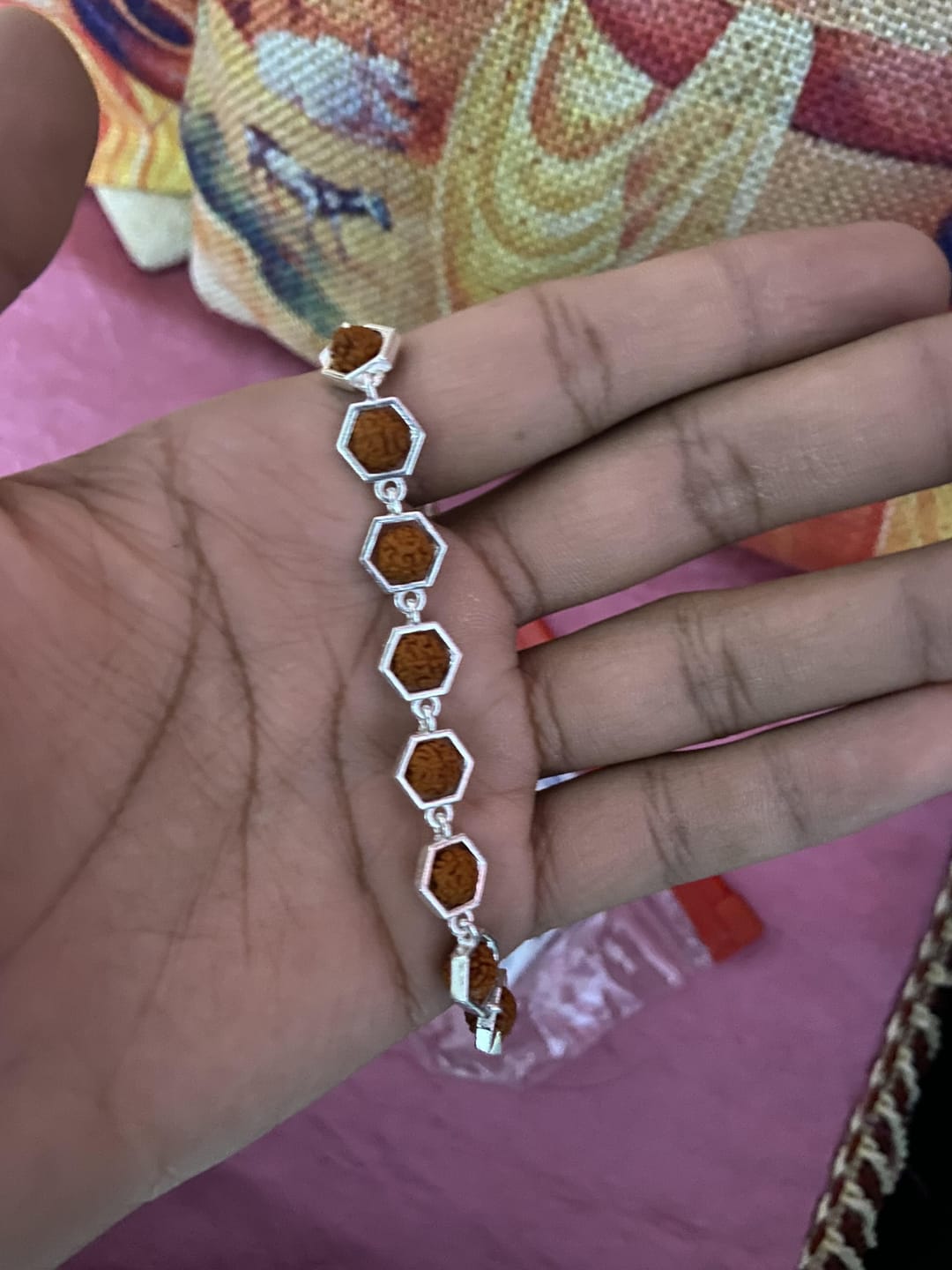 Customer photo review of Silver Hexagon Rudraksha Bracelet