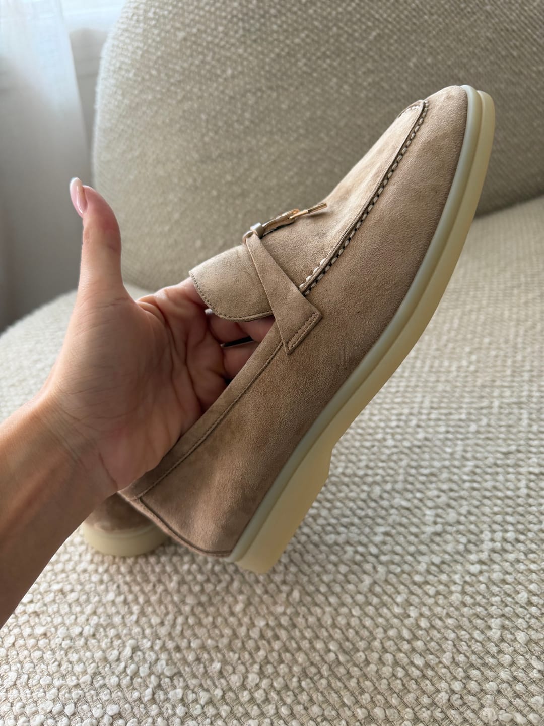 Customer photo review of summer charm walk loafer pink sand suede