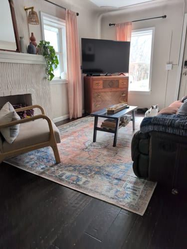 Customer photo review of Distressed Vintage Pissarro Terracotta in Blue & Beige