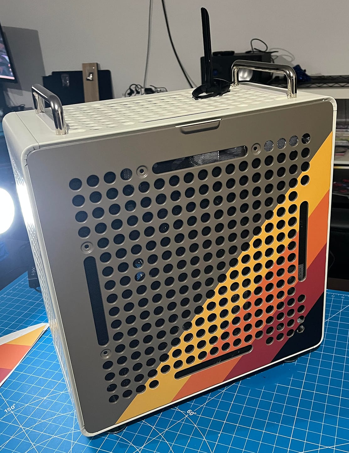 Customer photo review of Yellow Red Orange Black Retro Stripe Wrap Sticker– Universal Side Decal for Vans, SUVs, RVs