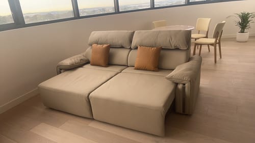 Customer photo review of Chocolate 3.25M 4.5 Seat Fully Electric Reclining Sofa Bed - Leather