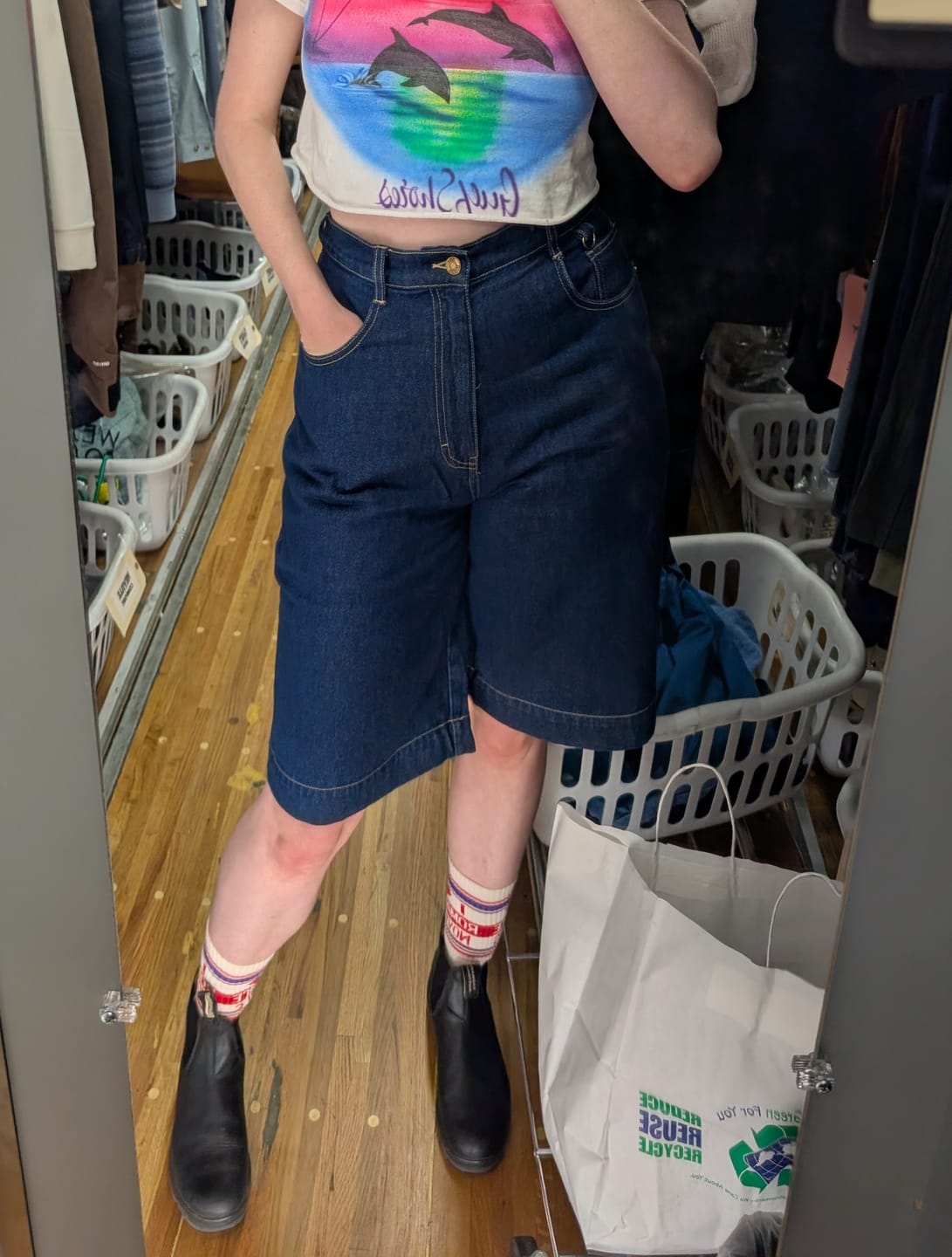 Customer photo review of Denim Bermuda Shorts - Mid Blue