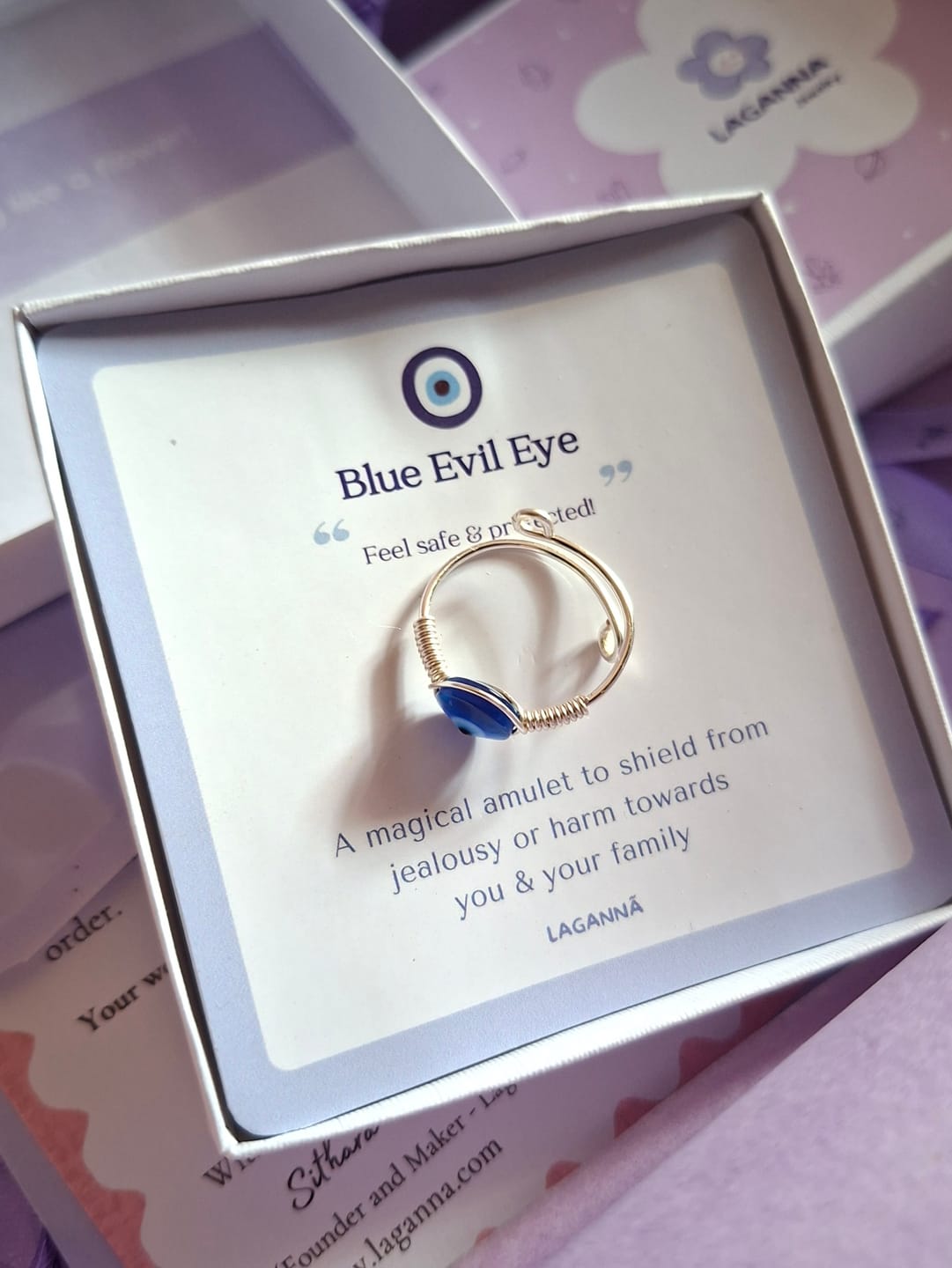 Customer photo review of Blue Evil Eye Ring