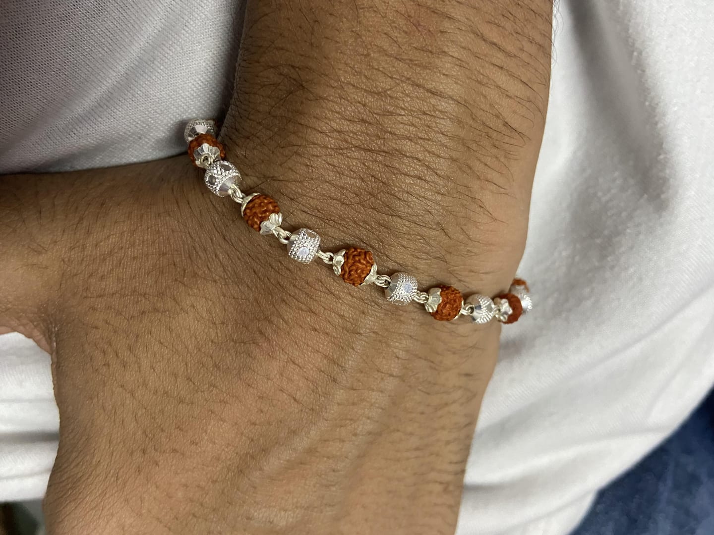 Customer photo review of Silver Moti Rudraksha Bracelet
